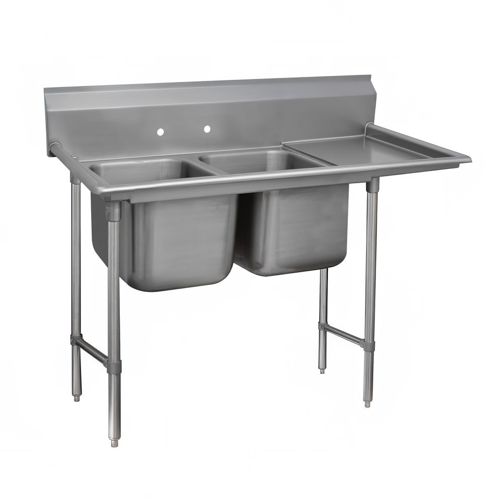 Advance Tabco 9-22-40-24R 73" 2 Compartment Sink w/ 20"L x 20"W Bowl, 12" Deep