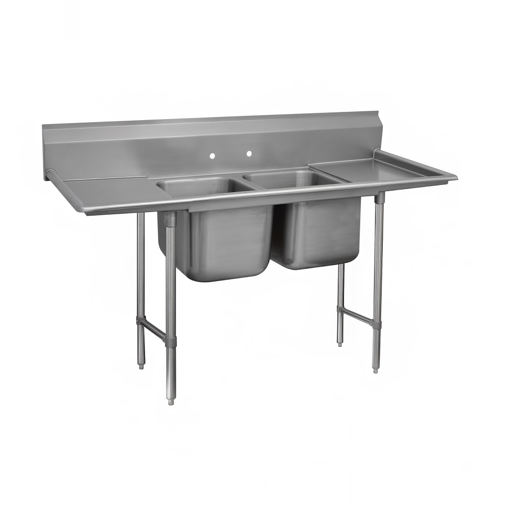 Advance Tabco 9-22-40-36RL 117" 2 Compartment Sink w/ 20"L x 20"W Bowl, 12" Deep