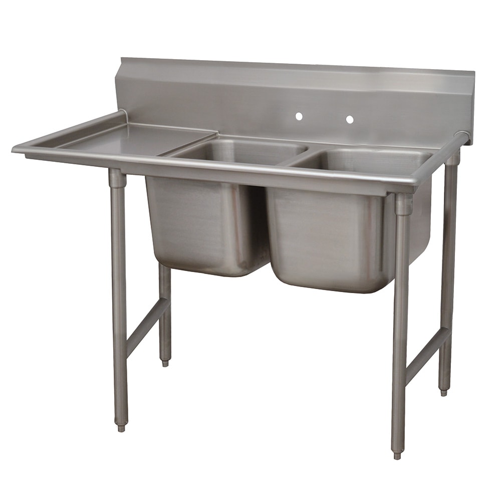 Advance Tabco 9-2-36-18L 59" 2 Compartment Sink w/ 16"L x 20"W Bowl, 12" Deep