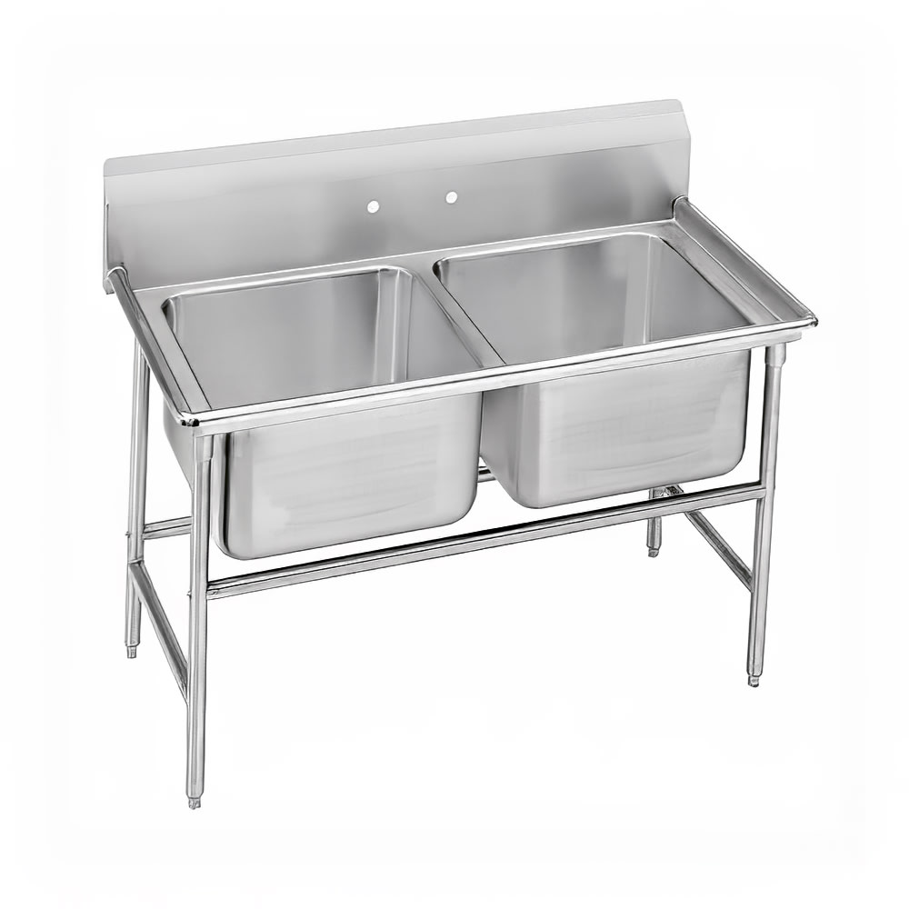 Advance Tabco 93-22-40 54" 2 Compartment Sink w/ 20"L x 20"W Bowl, 12" Deep
