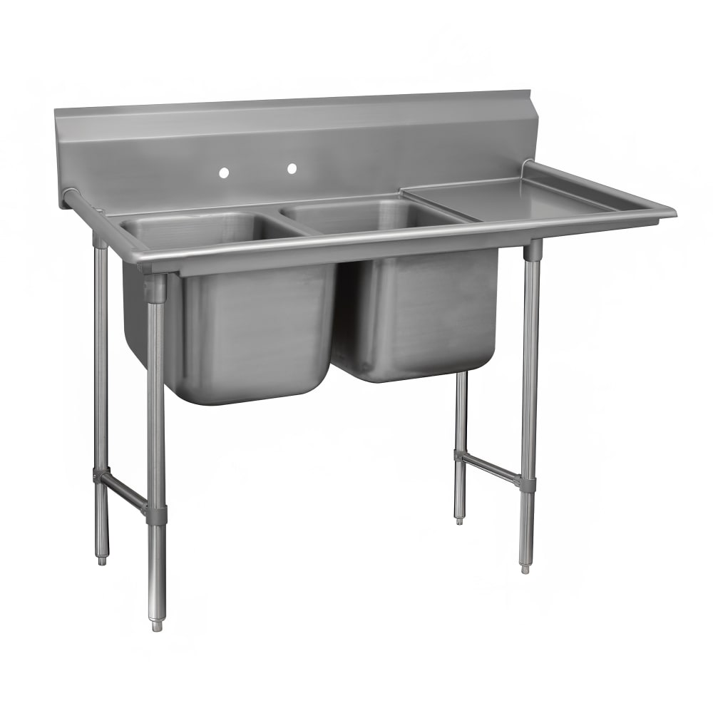 Advance Tabco 93-22-40-18R 67" 2 Compartment Sink w/ 20"L x 20"W Bowl, 12" Deep