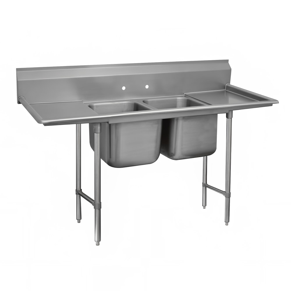 Advance Tabco 93-22-40-24RL 93" 2 Compartment Sink w/ 20"L x 20"W Bowl, 12" Deep