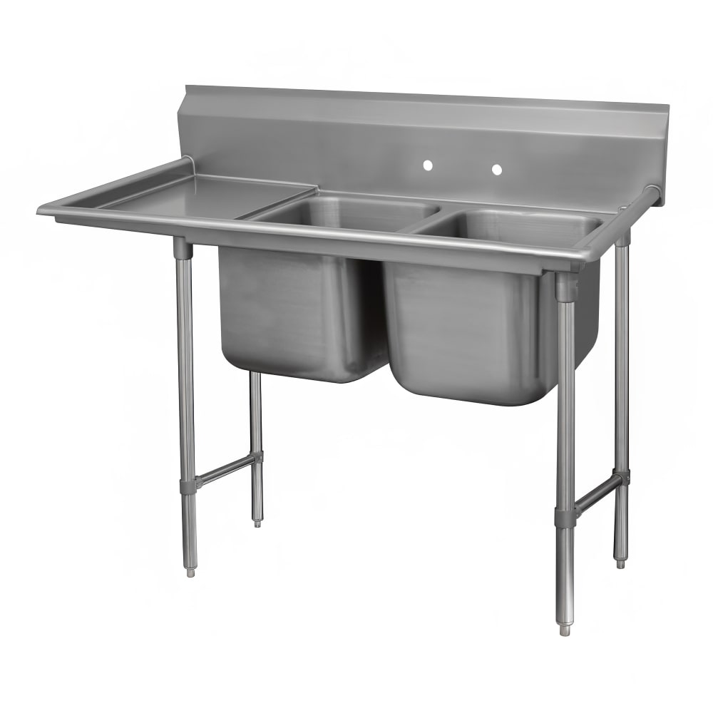 Advance Tabco 93-22-40-36L 85" 2 Compartment Sink w/ 20"L x 20"W Bowl, 12" Deep