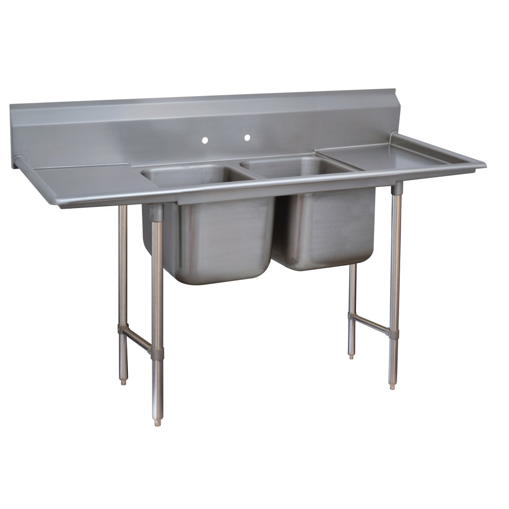 Advance Tabco 93-22-40-36RL 117" 2 Compartment Sink w/ 20"L x 20"W Bowl, 12" Deep