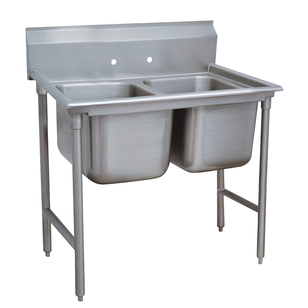 Advance Tabco 93-2-36 46" 2 Compartment Sink w/ 16"L x 20"W Bowl, 12" Deep