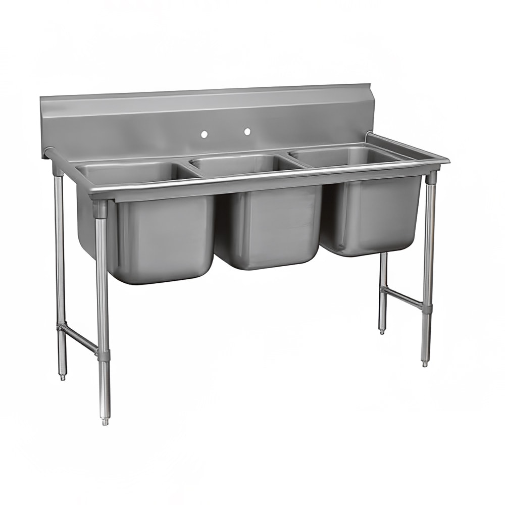 Advance Tabco 93-23-60 76" 3 Compartment Sink w/ 20"L x 20"W Bowl, 12" Deep