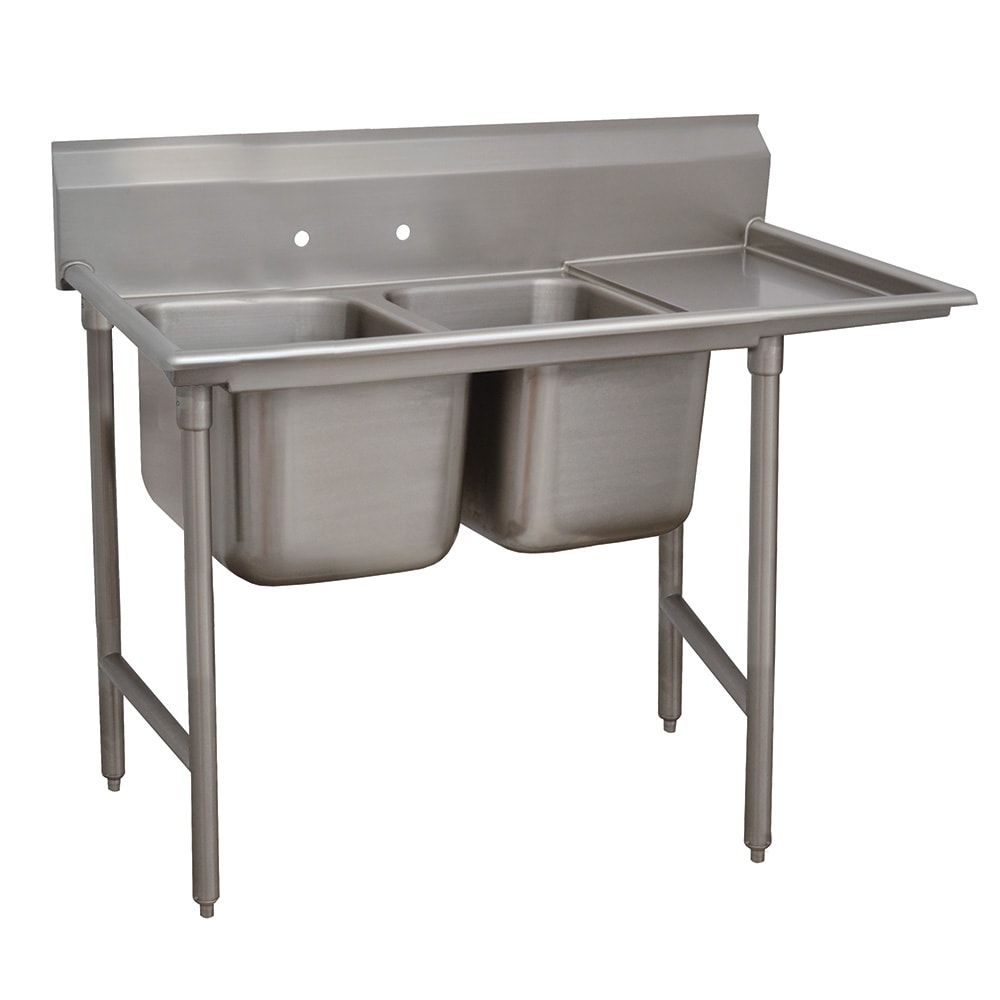 Advance Tabco 93-2-36-18R 59" 2 Compartment Sink w/ 16"L x 20"W Bowl, 12" Deep