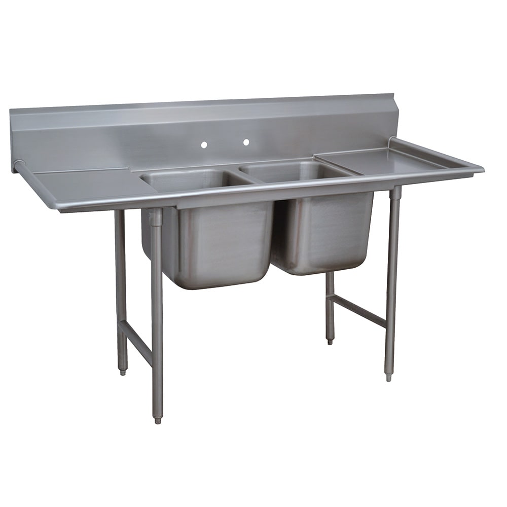 Advance Tabco 93-2-36-18RL 72" 2 Compartment Sink w/ 16"L x 20"W Bowl, 12" Deep