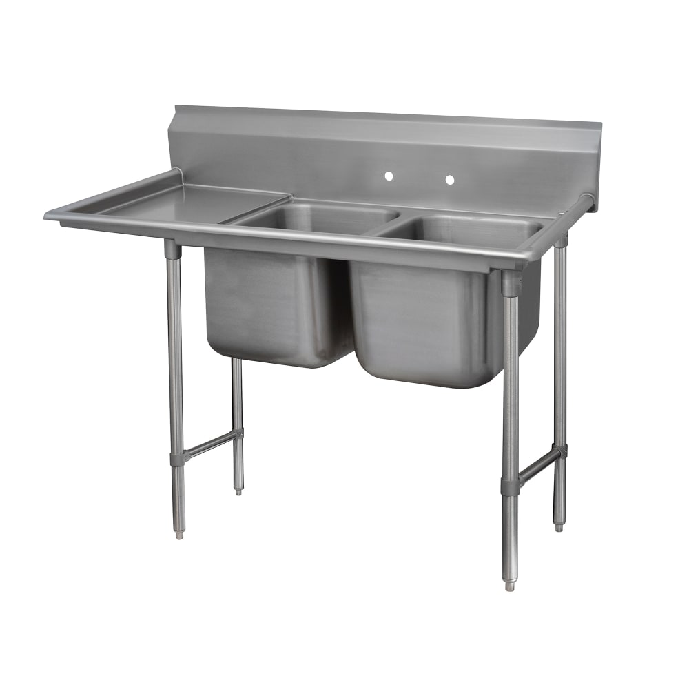 Advance Tabco 93-2-36-24L 65" 2 Compartment Sink w/ 16"L x 20"W Bowl, 12" Deep