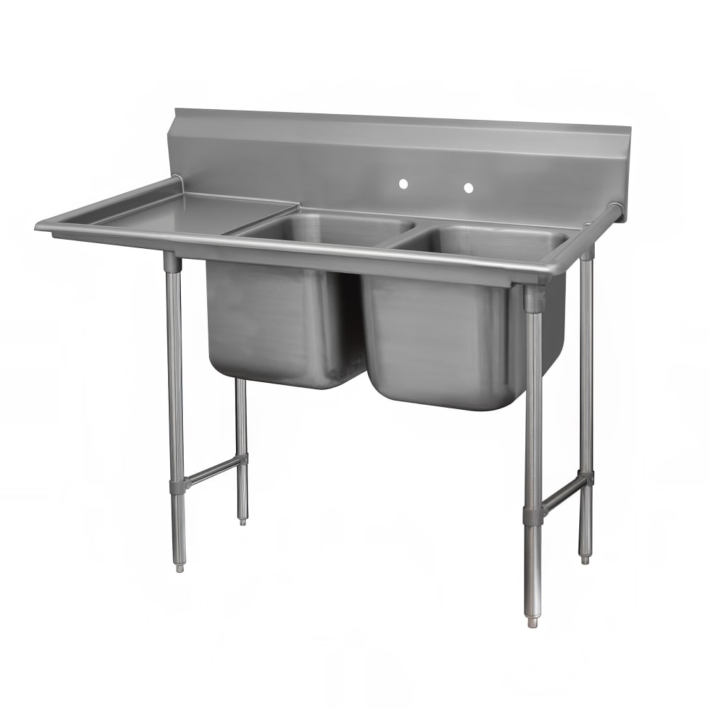 Advance Tabco 93-2-36-36L 77" 2 Compartment Sink w/ 16"L x 20"W Bowl, 12" Deep