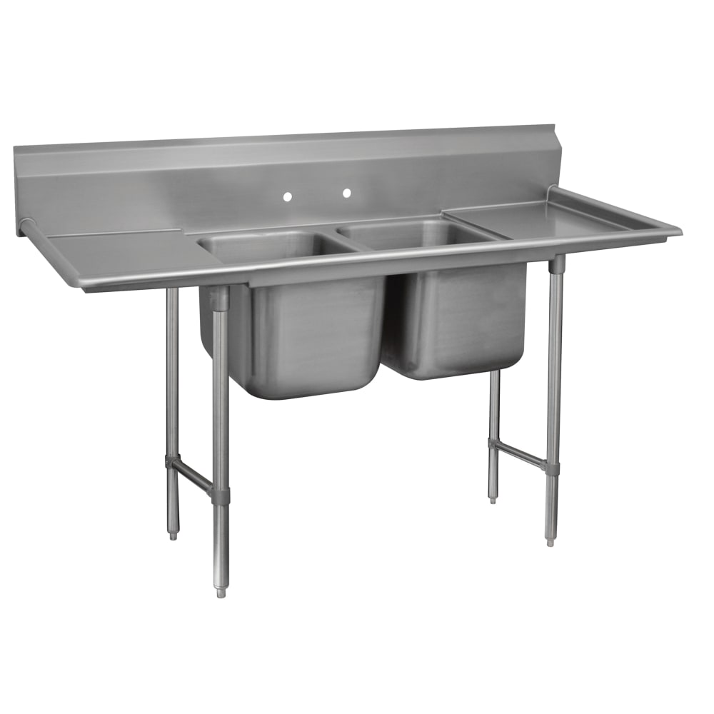 Advance Tabco 93-2-36-36RL 109" 2 Compartment Sink w/ 16"L x 20"W Bowl, 12" Deep