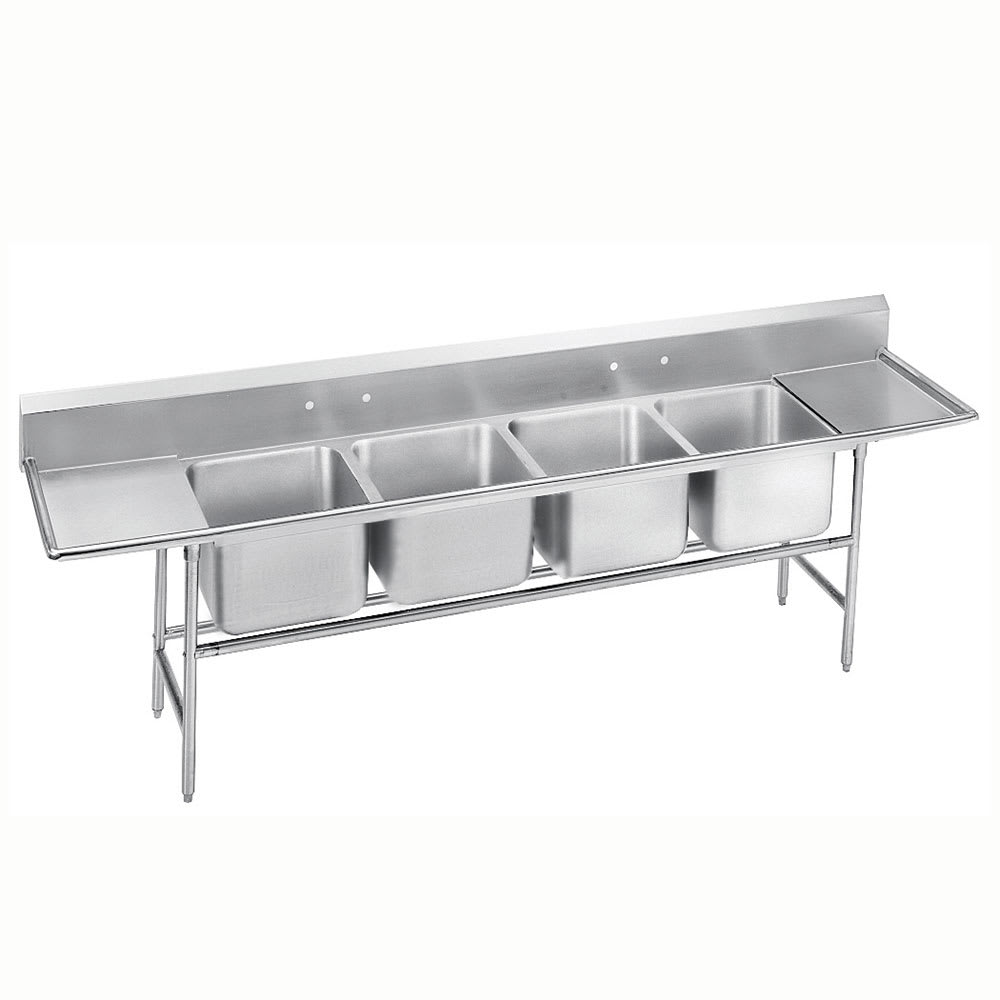 Advance Tabco 93-24-80-18RL 126" 4 Compartment Sink w/ 20"L x 20"W Bowl, 12" Deep