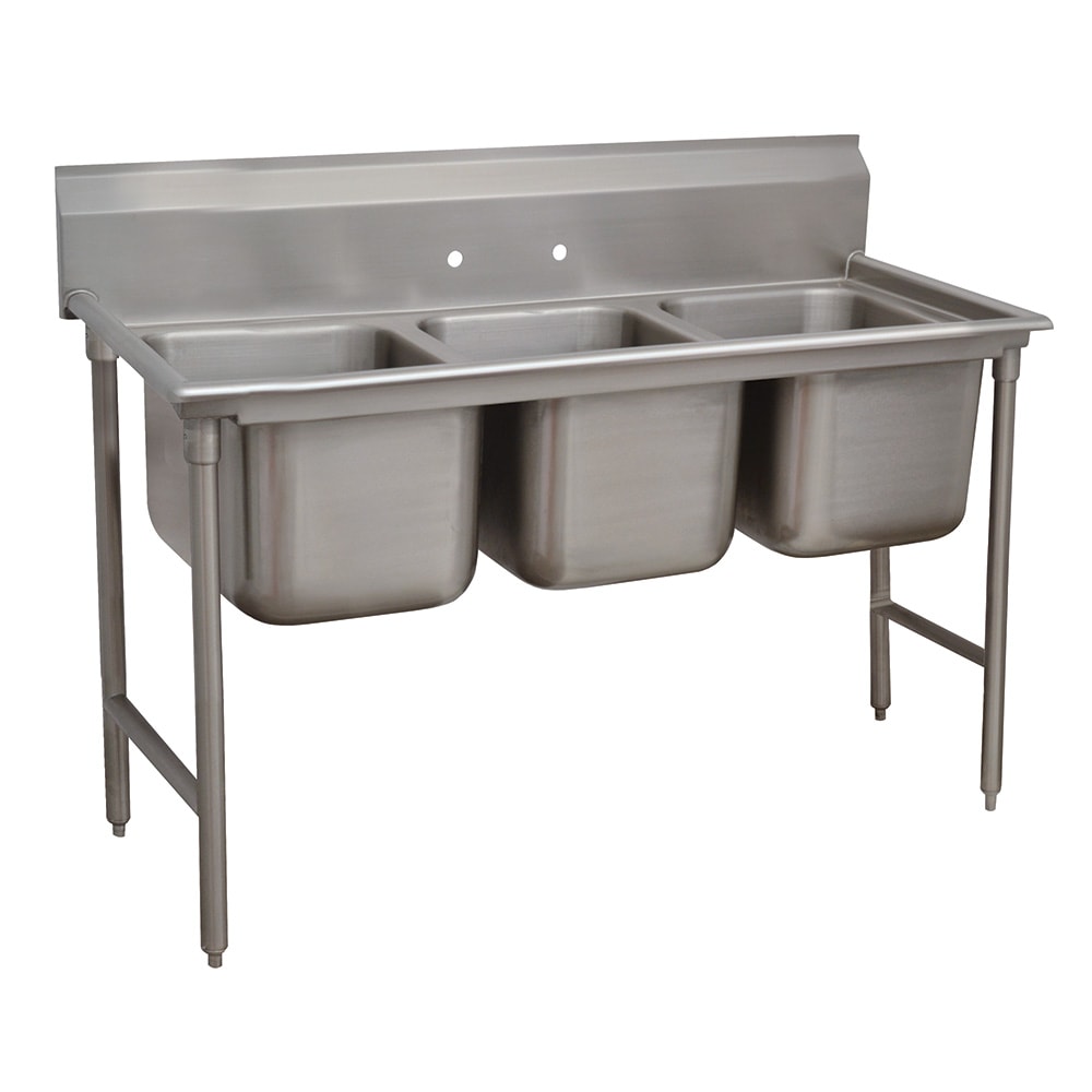 Advance Tabco 93-3-54 64" 3 Compartment Sink w/ 16"L x 20"W Bowl, 12" Deep
