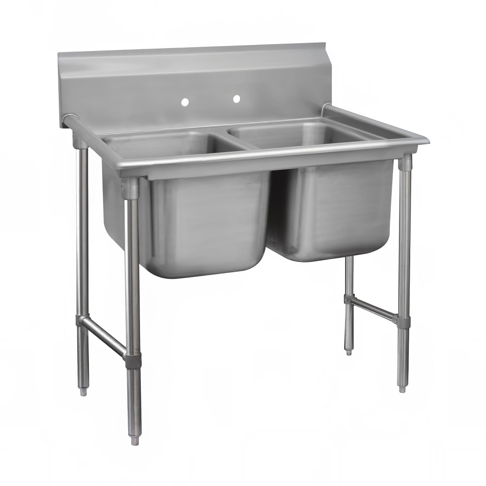Advance Tabco 93-42-48 62" 2 Compartment Sink w/ 24"L x 24"W Bowl, 12" Deep
