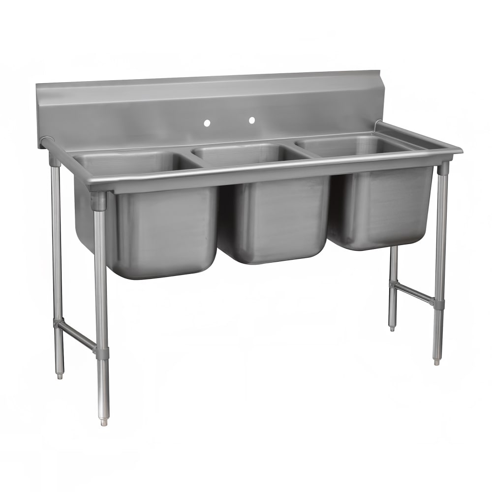 Advance Tabco 93-43-72 86" 3 Compartment Sink w/ 24"L x 24"W Bowl, 12" Deep