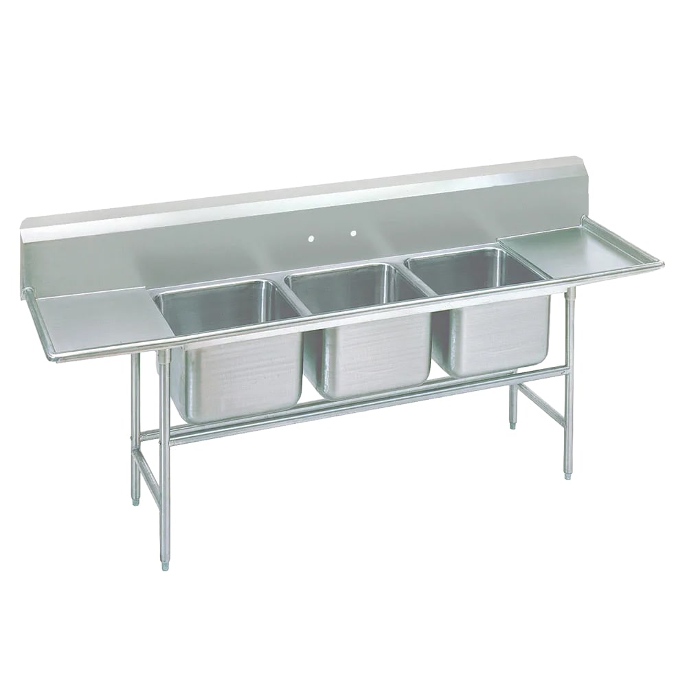 Advance Tabco 93-43-72-36RL 151" 3 Compartment Sink w/ 24"L x 24"W Bowl, 12" Deep