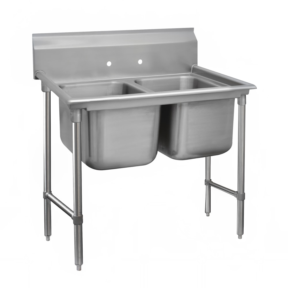 Advance Tabco 93-82-40 54" 2 Compartment Sink w/ 20"L x 28"W Bowl, 12" Deep