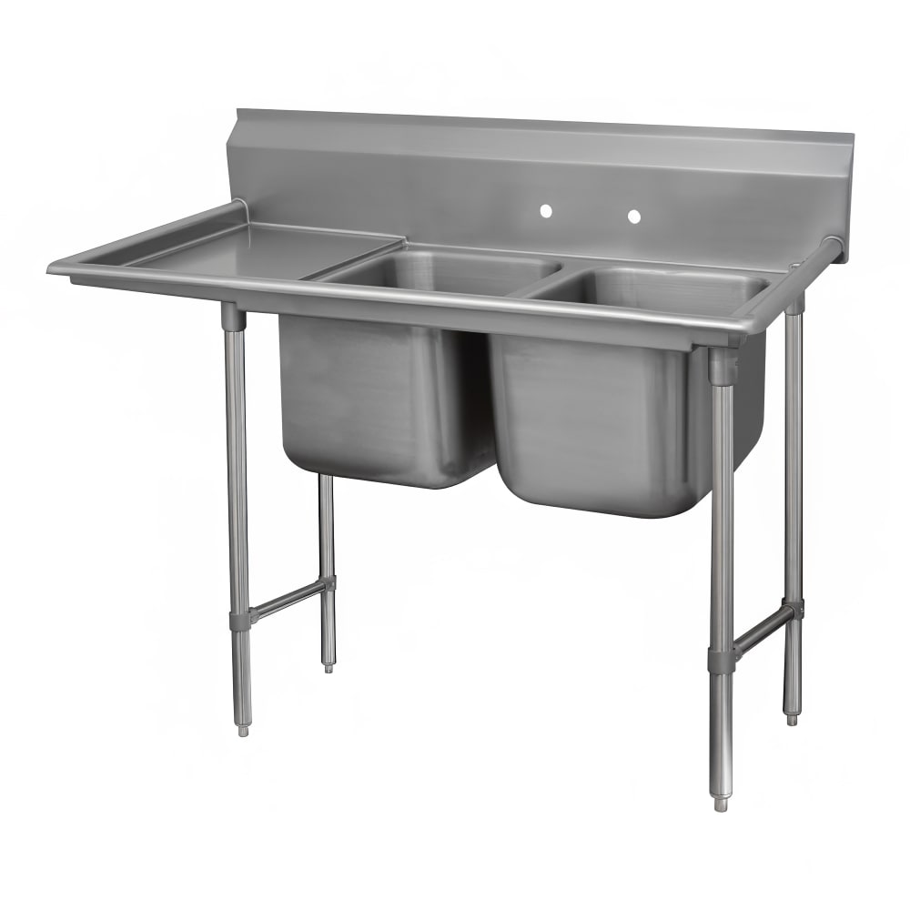 Advance Tabco 93-82-40-24L 72" 2 Compartment Sink w/ 20"L x 28"W Bowl, 12" Deep