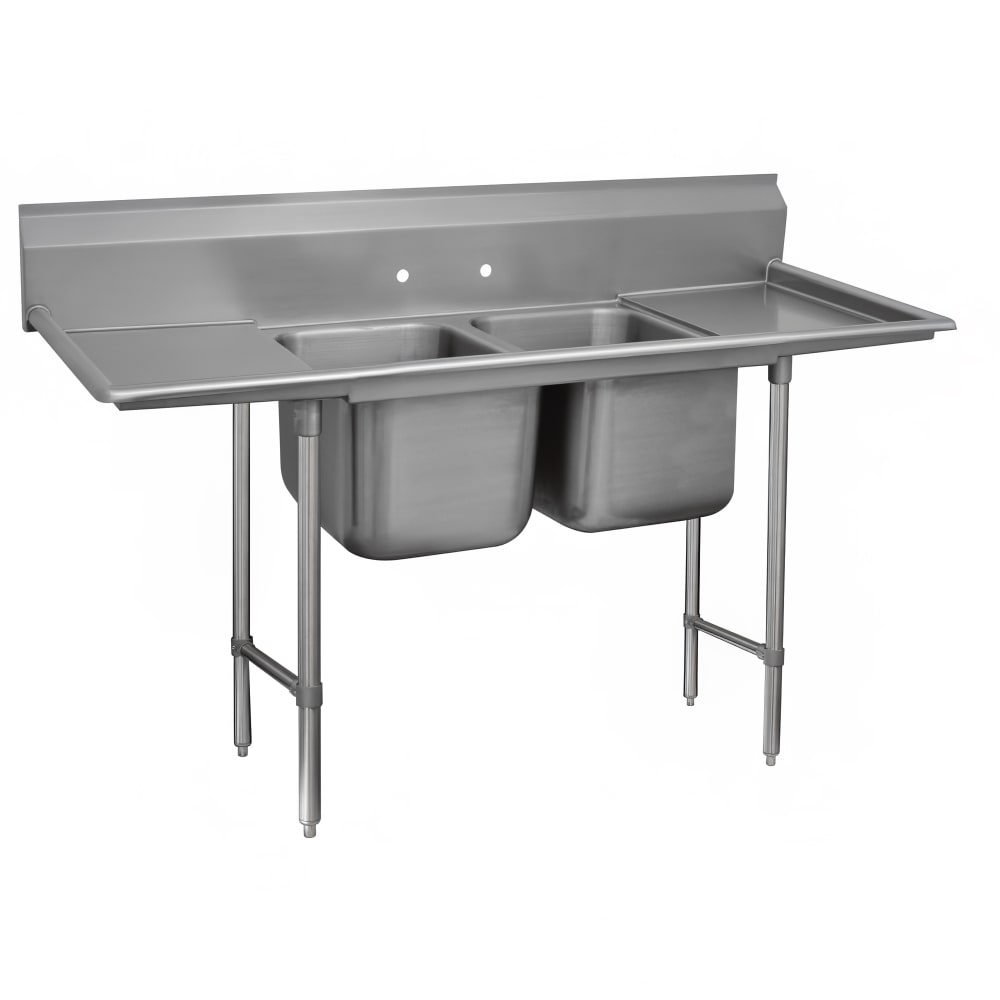 Advance Tabco 93-82-40-24RL 93" 2 Compartment Sink w/ 20"L x 28"W Bowl, 12" Deep