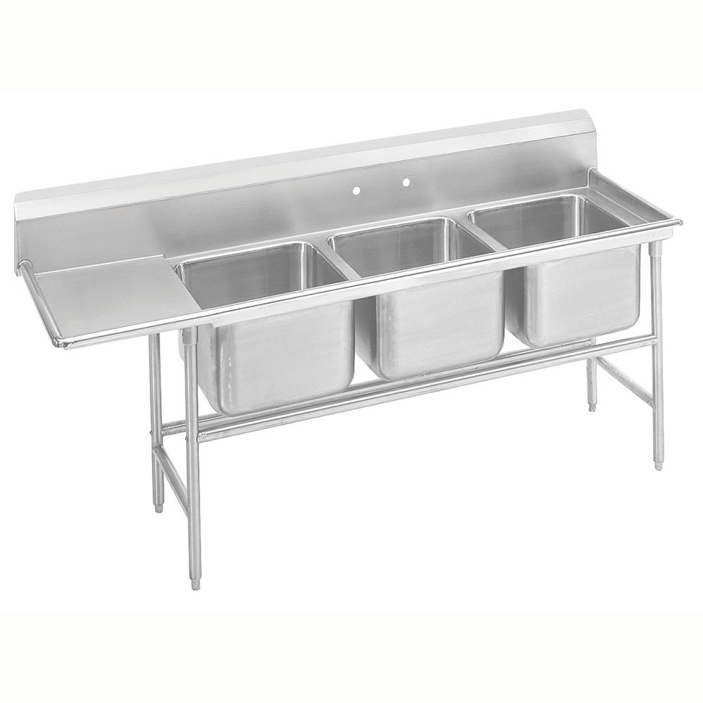Advance Tabco 93-83-60-18L 89" 3 Compartment Sink w/ 20"L x 28"W Bowl, 12" Deep