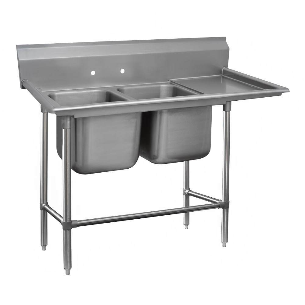 Advance Tabco 94-22-40-18R 67" 2 Compartment Sink w/ 20"L x 20"W Bowl, 14" Deep