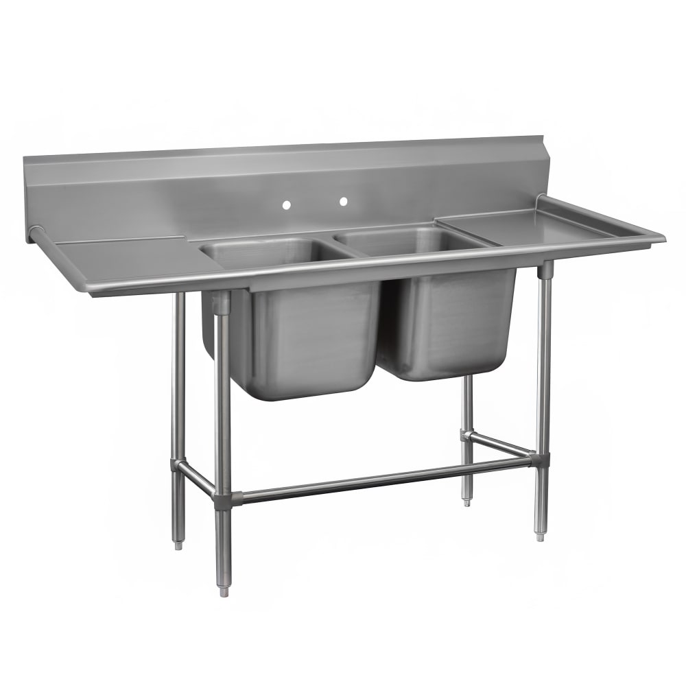 Advance Tabco 94-22-40-18RL 81" 2 Compartment Sink w/ 20"L x 20"W Bowl, 14" Deep