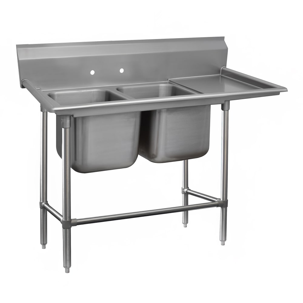 Advance Tabco 94-22-40-24R 73" 2 Compartment Sink w/ 20"L x 20"W Bowl, 14" Deep