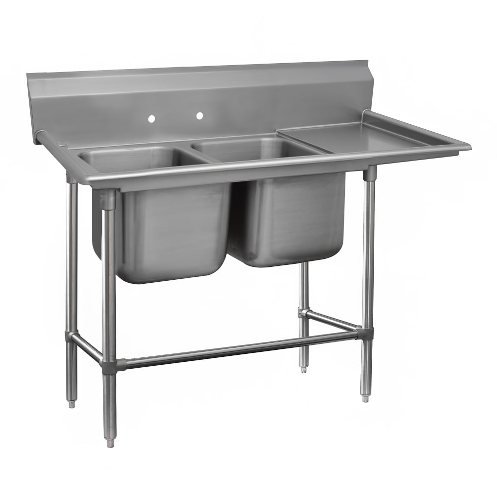 Advance Tabco 94-22-40-36R 85" 2 Compartment Sink w/ 20"L x 20"W Bowl, 14" Deep