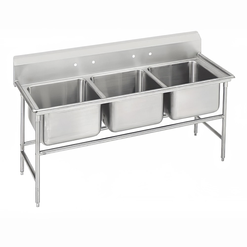 Advance Tabco 94-23-60 76" 3 Compartment Sink w/ 20"L x 20"W Bowl, 14" Deep