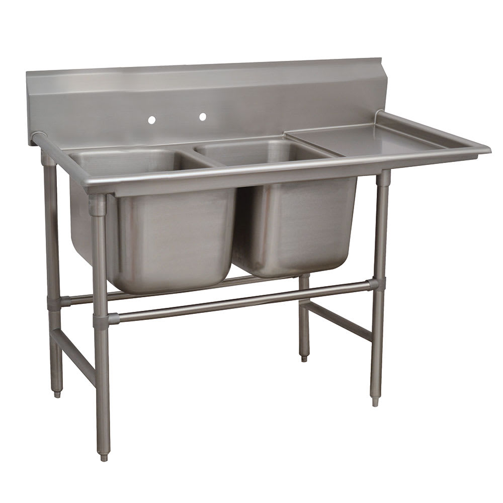 Advance Tabco 94-2-36-18R 59" 2 Compartment Sink w/ 16"L x 20"W Bowl, 14" Deep