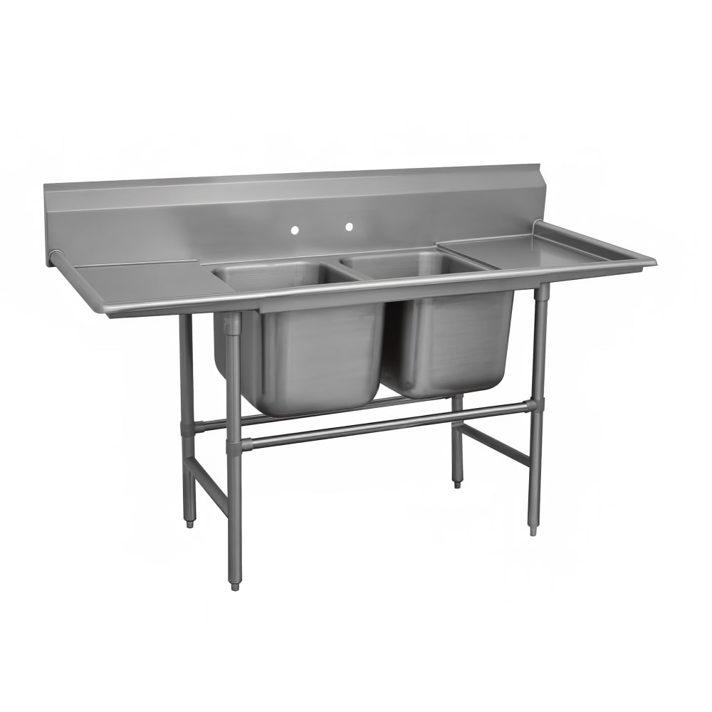 Advance Tabco 94-2-36-36RL 109" 2 Compartment Sink w/ 16"L x 20"W Bowl, 14" Deep