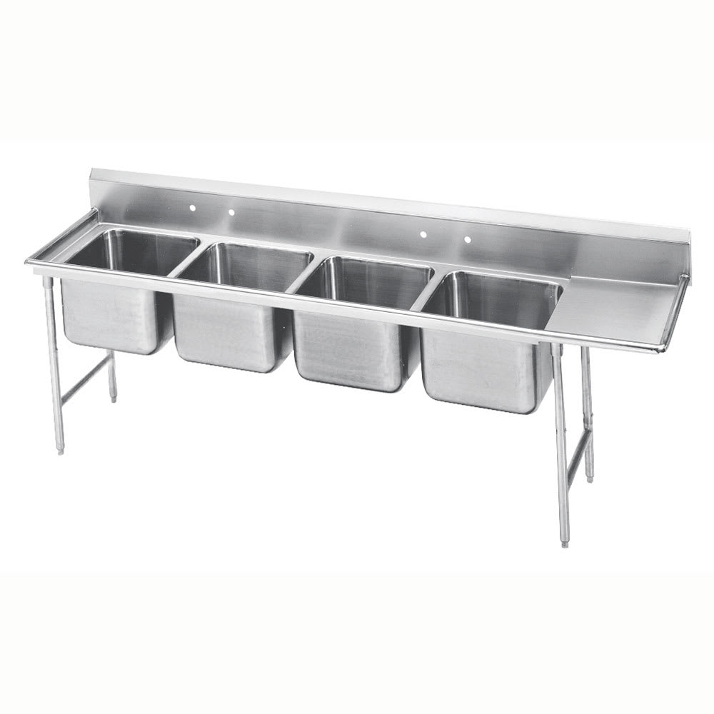 Advance Tabco 94-24-80-36R 129" 4 Compartment Sink w/ 20"L x 20"W Bowl, 14" Deep