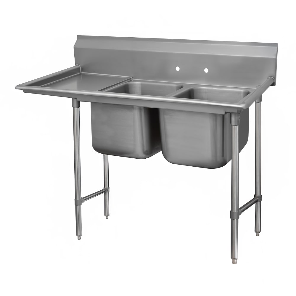 Advance Tabco 9-42-48-36L 93" 2 Compartment Sink w/ 24"L x 24"W Bowl, 12" Deep