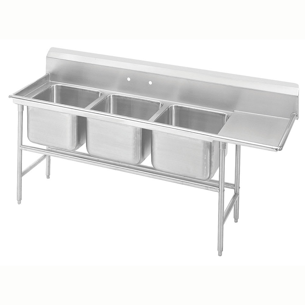 Advance Tabco 94-3-54-18R 77" 3 Compartment Sink w/ 16"L x 20"W Bowl, 14" Deep