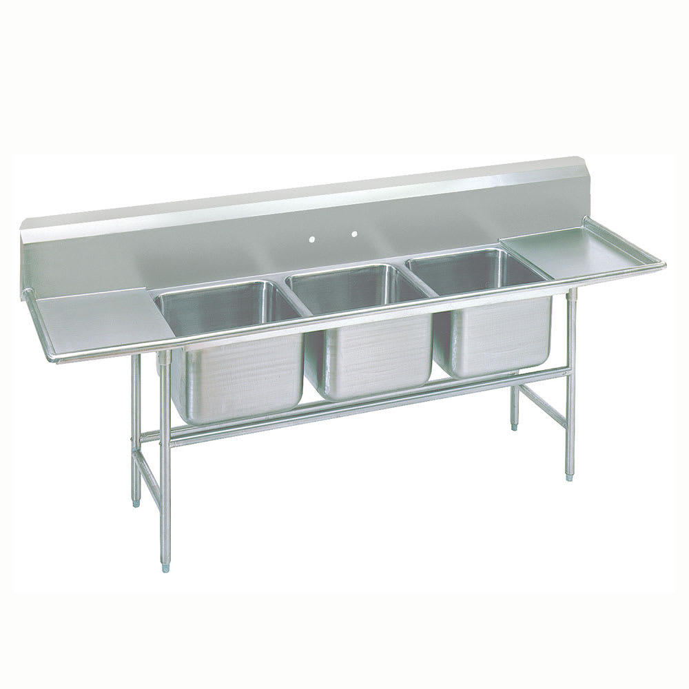 Advance Tabco 94-3-54-36RL 127" 3 Compartment Sink w/ 16"L x 20"W Bowl, 14" Deep