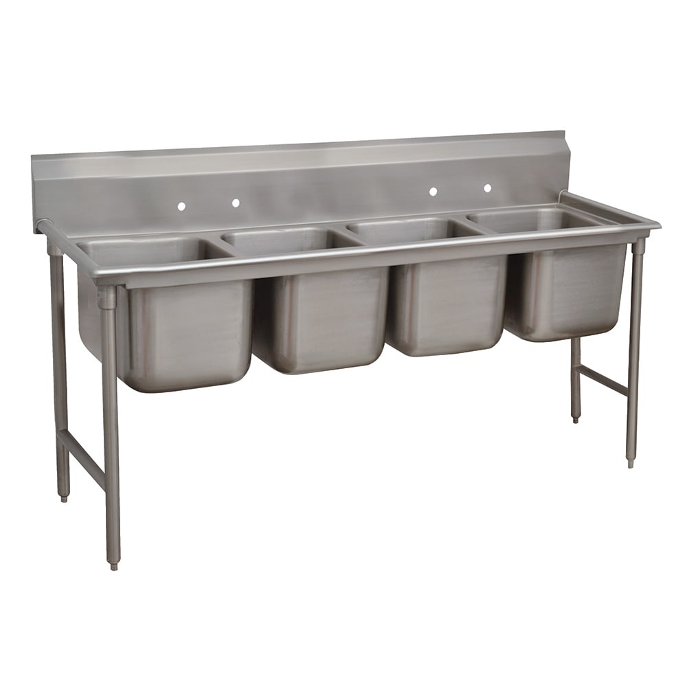Advance Tabco 9-4-72 83" 4 Compartment Sink w/ 16"L x 20"W Bowl, 12" Deep