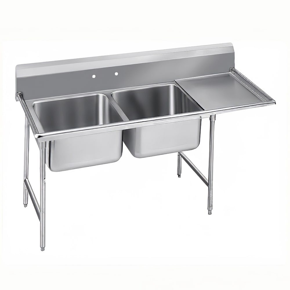 Advance Tabco 94-82-40-18R 67" 2 Compartment Sink w/ 20"L x 28"W Bowl, 14" Deep