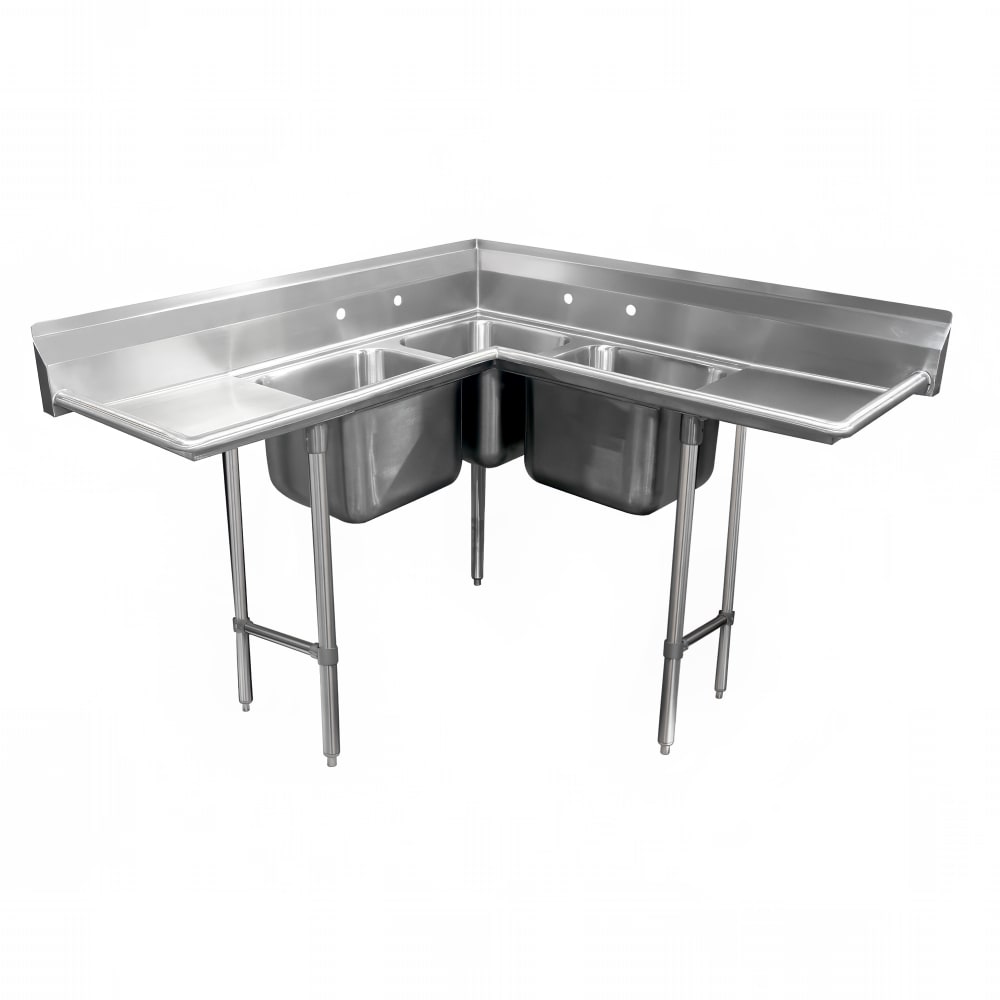 Advance Tabco 94-K8-30D 86" 3 Compartment Sink w/ 20"L x 20"W Bowl, 12" Deep