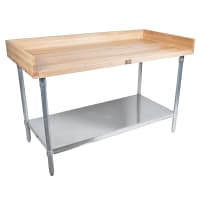 Advance Tabco BG-306 72" Maple Top Bakers Table w/ 4" Splash & Undershelf, 30"D thumbnail 2