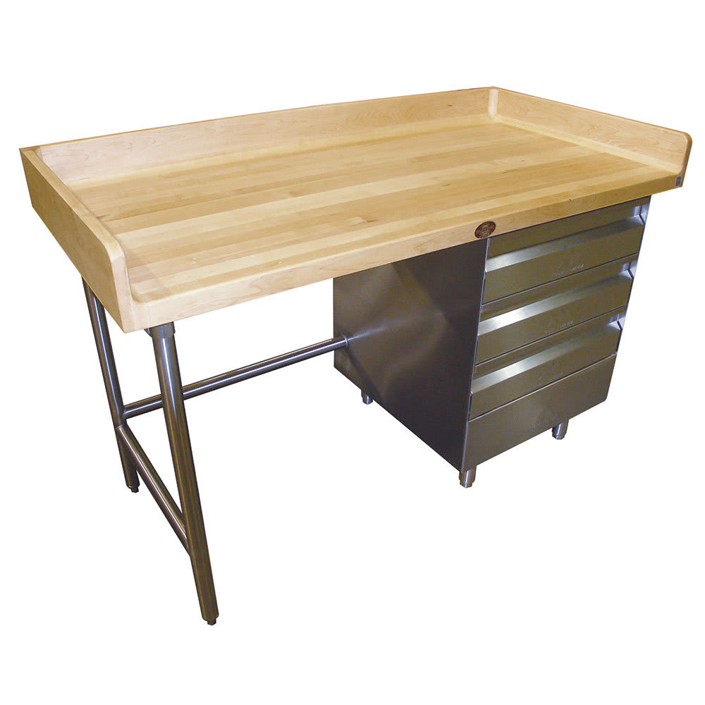 Advance Tabco BST-306 72" Maple Top Bakers Table w/ 4" Splash & (3) Right-Side Drawers, 30"D
