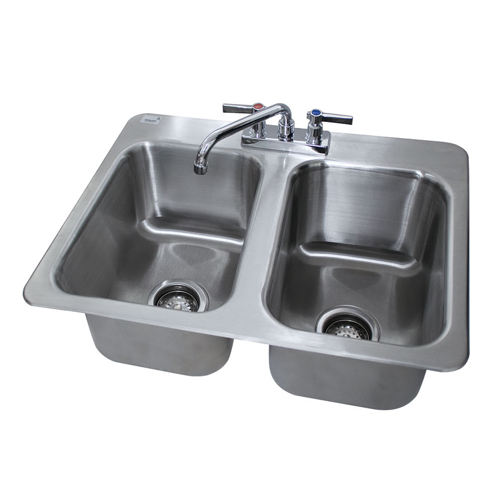 Advance Tabco DI-2-10 (2) Compartment Drop-in Sink - 10" x 14", Drain Included