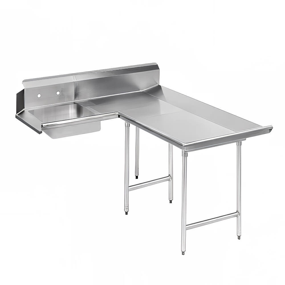 Advance Tabco DTS-D30-60R 67" L Shaped Dish Table - Right to Left, (1) 20" x 20" x 8" Sink Bowl