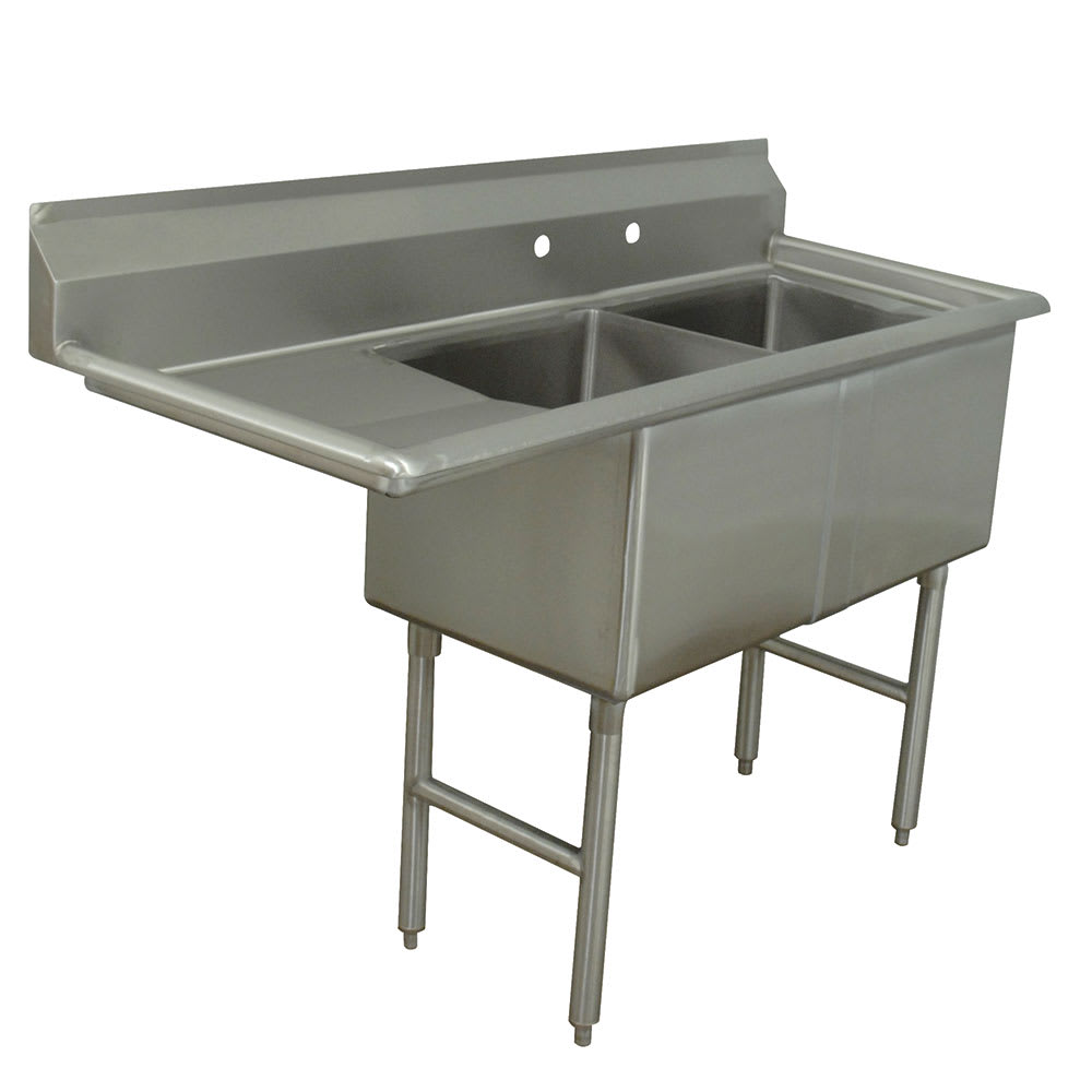 Advance Tabco FC-2-1818-18L 56 1/2" 2 Compartment Sink w/ 18"L x 18"W Bowl, 14" Deep