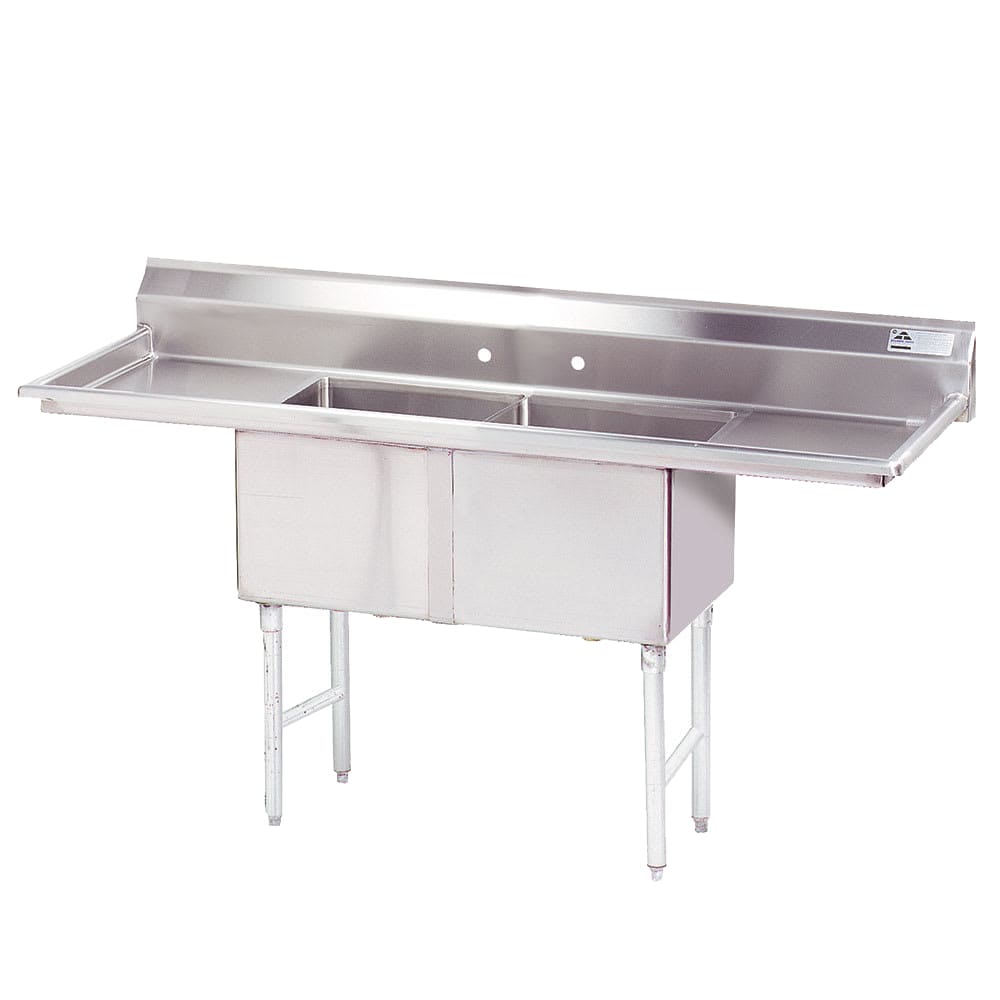 Advance Tabco FC-2-1818-18RL 72" 2 Compartment Sink w/ 18"L x 18"W Bowl, 14" Deep
