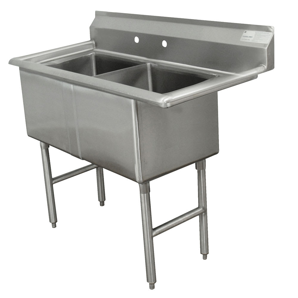 Advance Tabco FC-2-1818 41" 2 Compartment Sink w/ 18"L x 18"W Bowl, 14" Deep