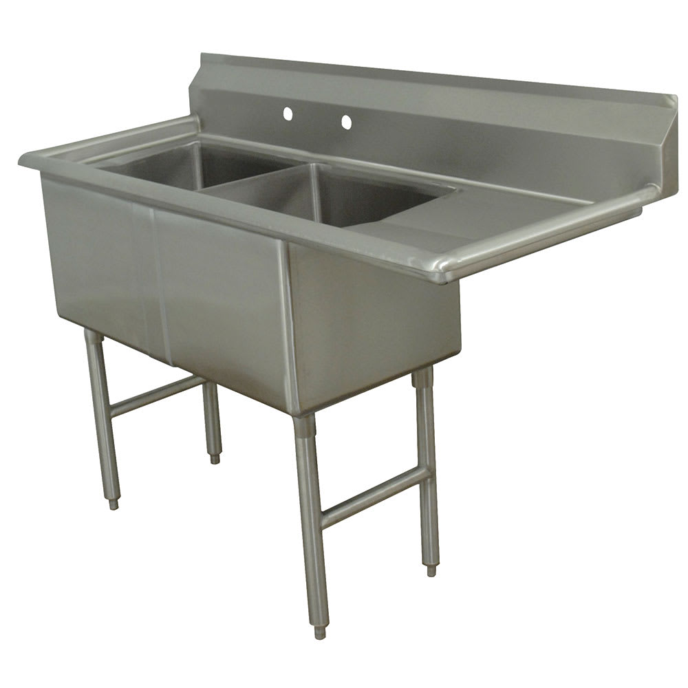 Advance Tabco FC-2-1824-18R 56 1/2" 2 Compartment Sink w/ 18"L x 24"W Bowl, 14" Deep