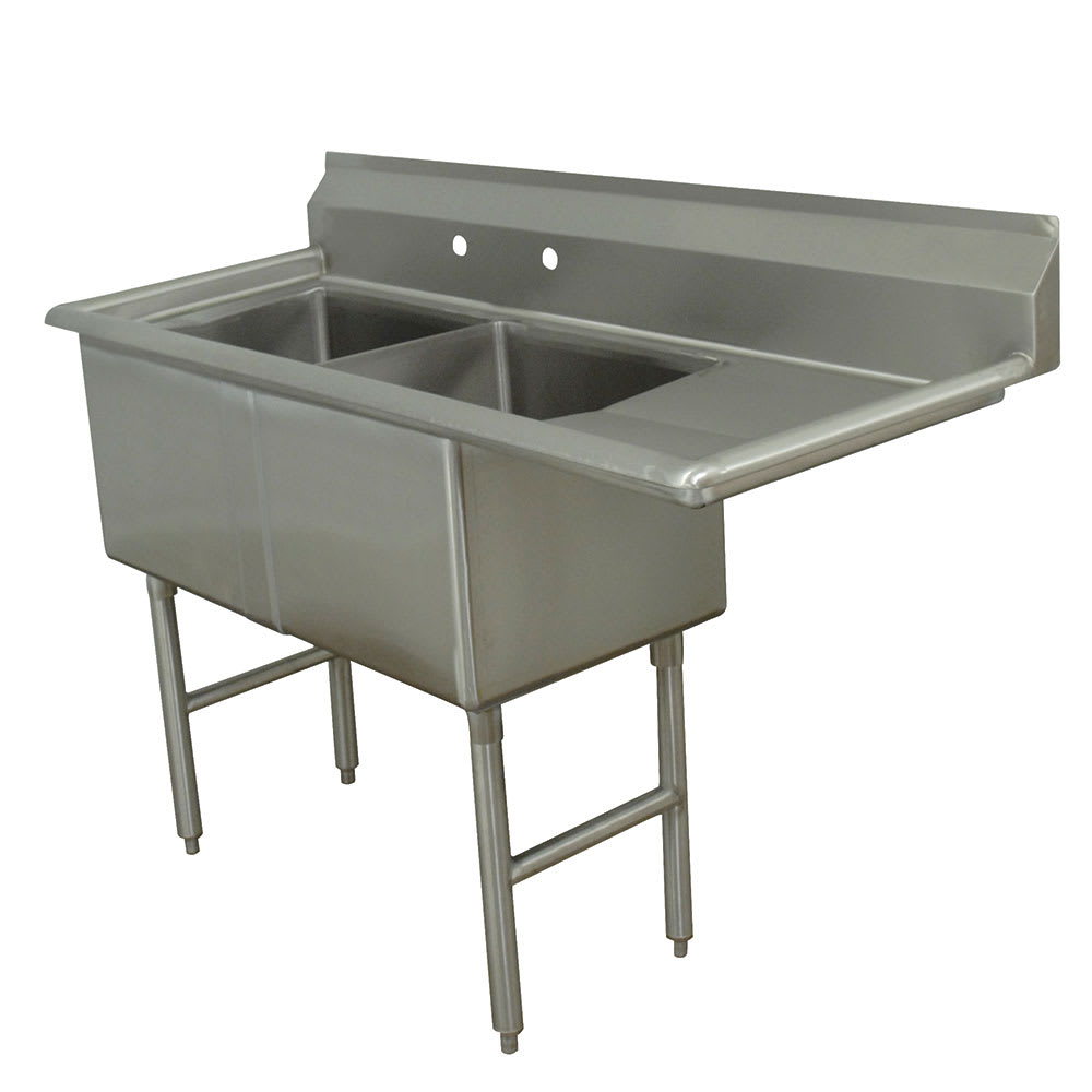Advance Tabco FC-2-2424-24R 74 1/2" 2 Compartment Sink w/ 24"L x 24"W Bowl, 14" Deep