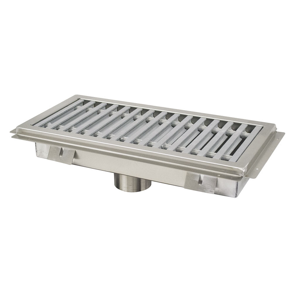 Advance Tabco FFTG-1830 Floor Trough - Removable Strainer Basket, Fiberglass Grating, 18" x 30" x 4"