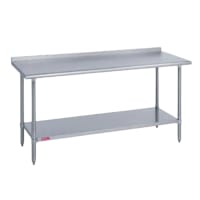 Advance Tabco FLAG-306-X 72" 16 ga Work Table w/ Undershelf & 430 Series Stainless Top, 1 1/2" Backsplash thumbnail 2