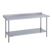 Advance Tabco FLAG-308-X 96" 16 ga Work Table w/ Undershelf & 430 Series Stainless Top, 1 1/2" Backsplash thumbnail 2